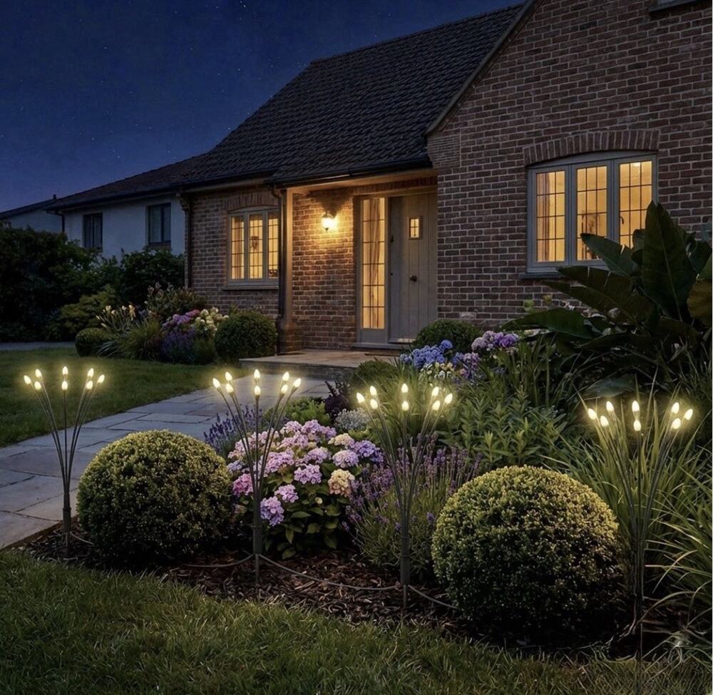 32 Solar Lights Firefly Garden SolR Brite Outdoor Waterproof Warm White Lot Of 3